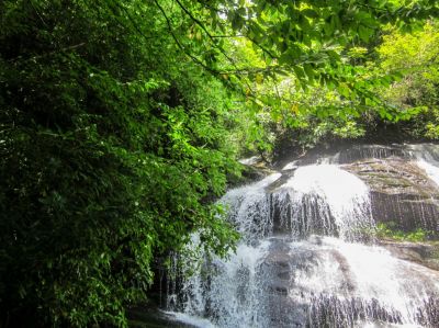 Upper part of hiddeen falls
Careful examination of the top of the main falls reveals a small falls coming from right to left and turning sharply left for the plunge of the main falls.
