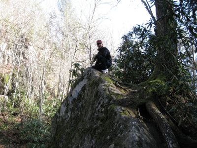 Andrew
A frequent hiker and Son-in-law atop a big rock at Rocky Fork.
