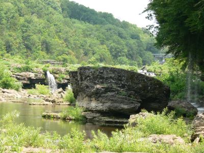 Great Falls?
The power company was not generating so, the river was very low. I think this is the non-generating version of Great Falls.

Just below this is Twin Falls which had lots of water.
