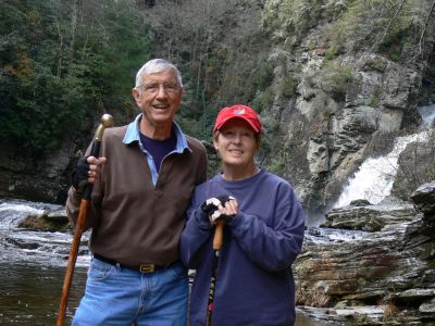 First Trip 
BJ made her first trip to the bottom of Linville Gorge. She sure was a great hiking pal.

Actually she had no trouble and we had energy to see the Plunge Pool.

If you are reasonably fit and visiting Western North Carolina, you should go down to the gorge. After the crowds go home and during the work week this is a wonderful place to sit in awe of what time and water has wrought.
