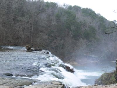 High Falls
High Falls is a county owned park. A very wide falls with lots of water when we visited.

Conditions prevented descent to bottom.
