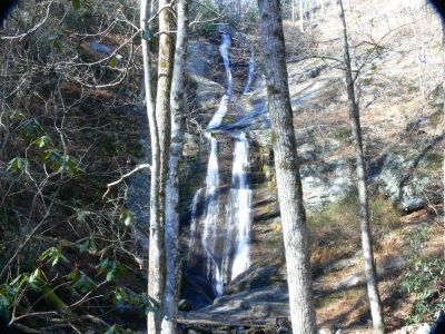 Better Than Expected
I expected to see a 60 ft falls but, measure this beauty at more than 100 ft.

Lasers don't really like the brush seen at the top of the falls here but, I got consistent marks at over 100 ft and a solid mark at 91 ft.
